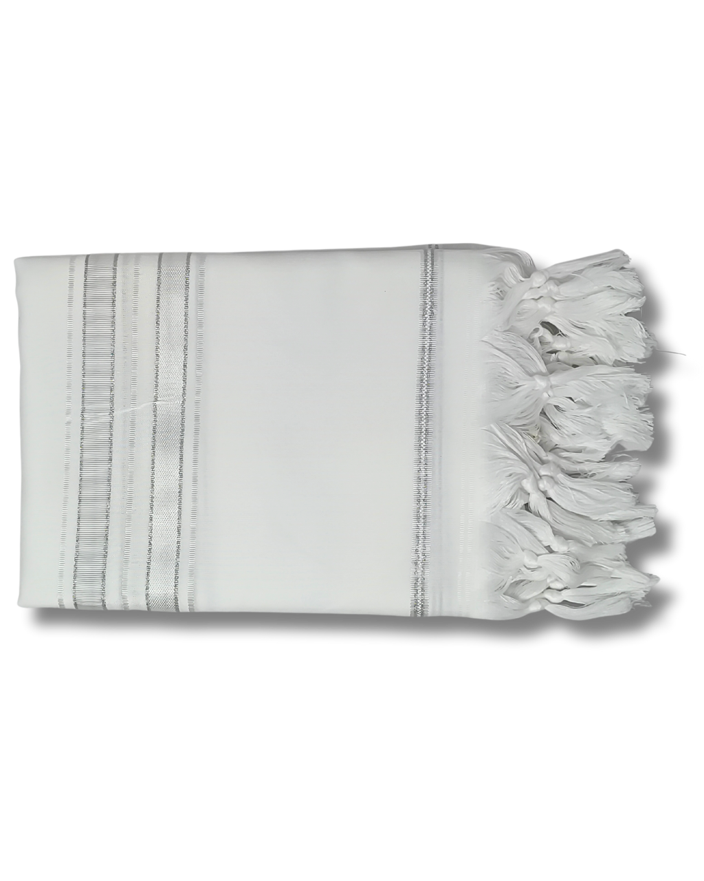 Talit Gadol Akrilan talla 60 blanco con plateado TY 12339