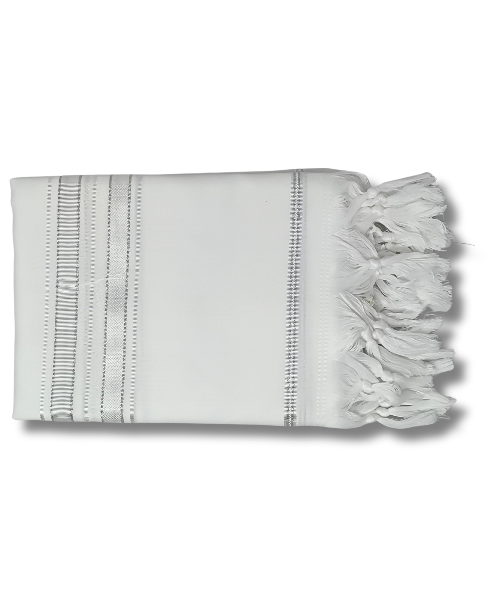 Talit Gadol Akrilan talla 60 blanco con plateado TY 12339