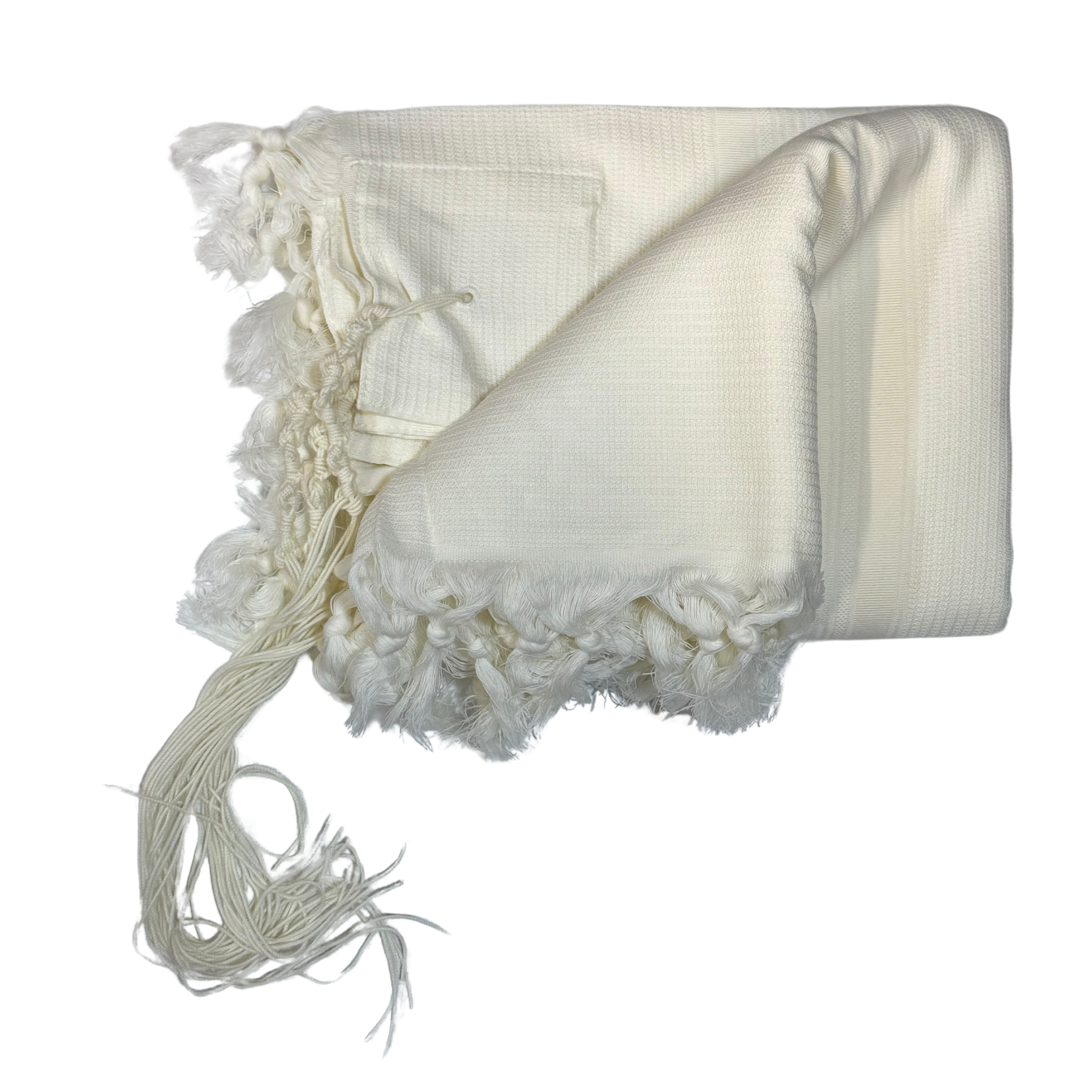 Talit Gadol LANA Blanco Antideslizante Talla 50 TY
