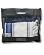 Talit gadol akrilan Azul con Plateado