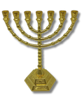Menorah 7 arms 12 tribes 20 cm Bright gold 96142