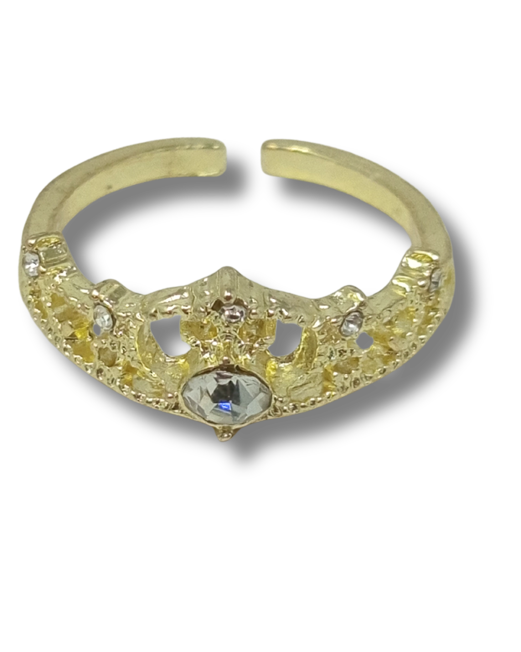 Anillo en corazon con diamante dorado ajustable 95476