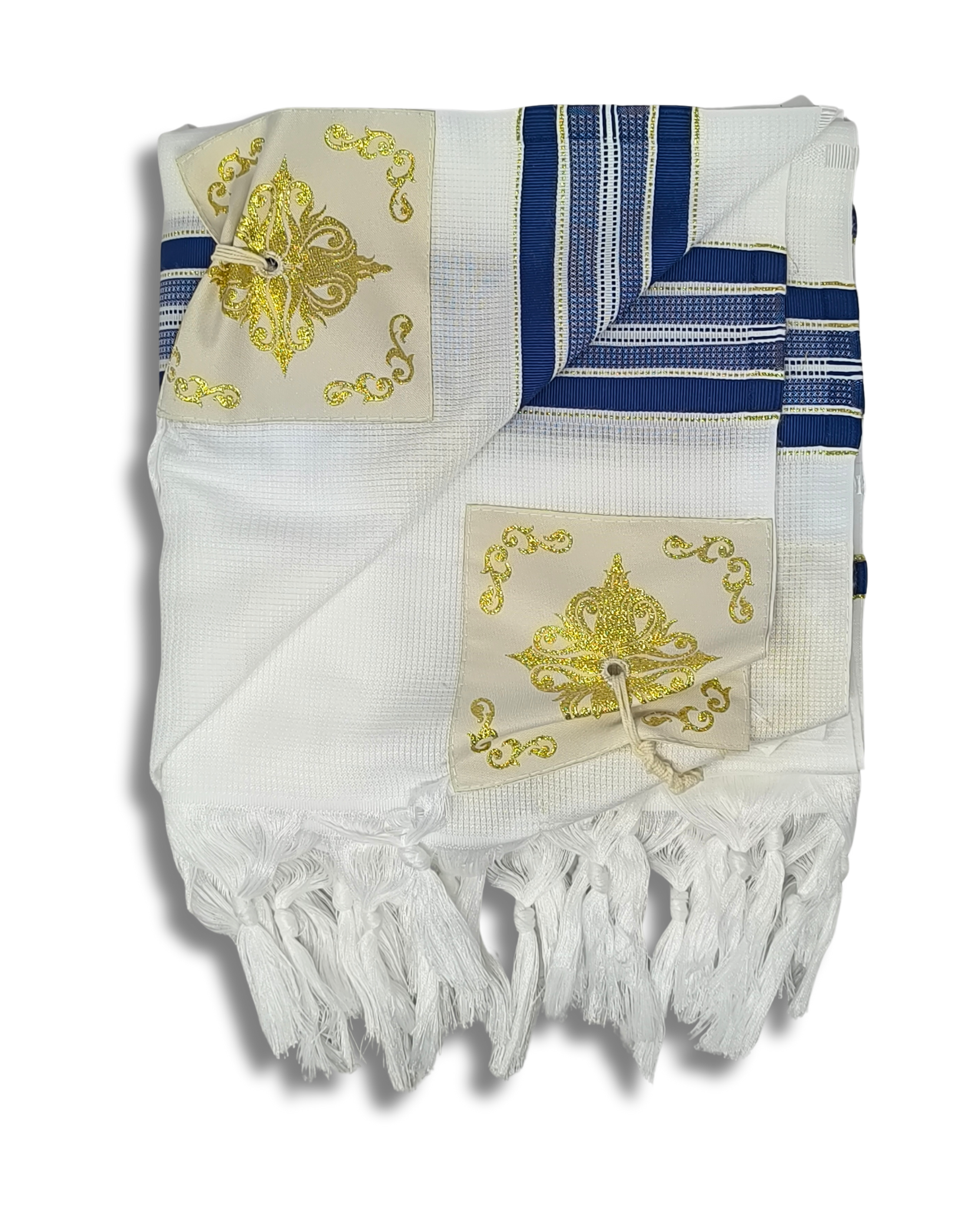 Talit Gadol Akrilan antideslizante talla 55 azul con dorado 12173