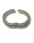Anillo en corazon con diamante plateado ajustable 95475