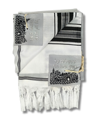 Talit gadol akrilan Negro con Plateado