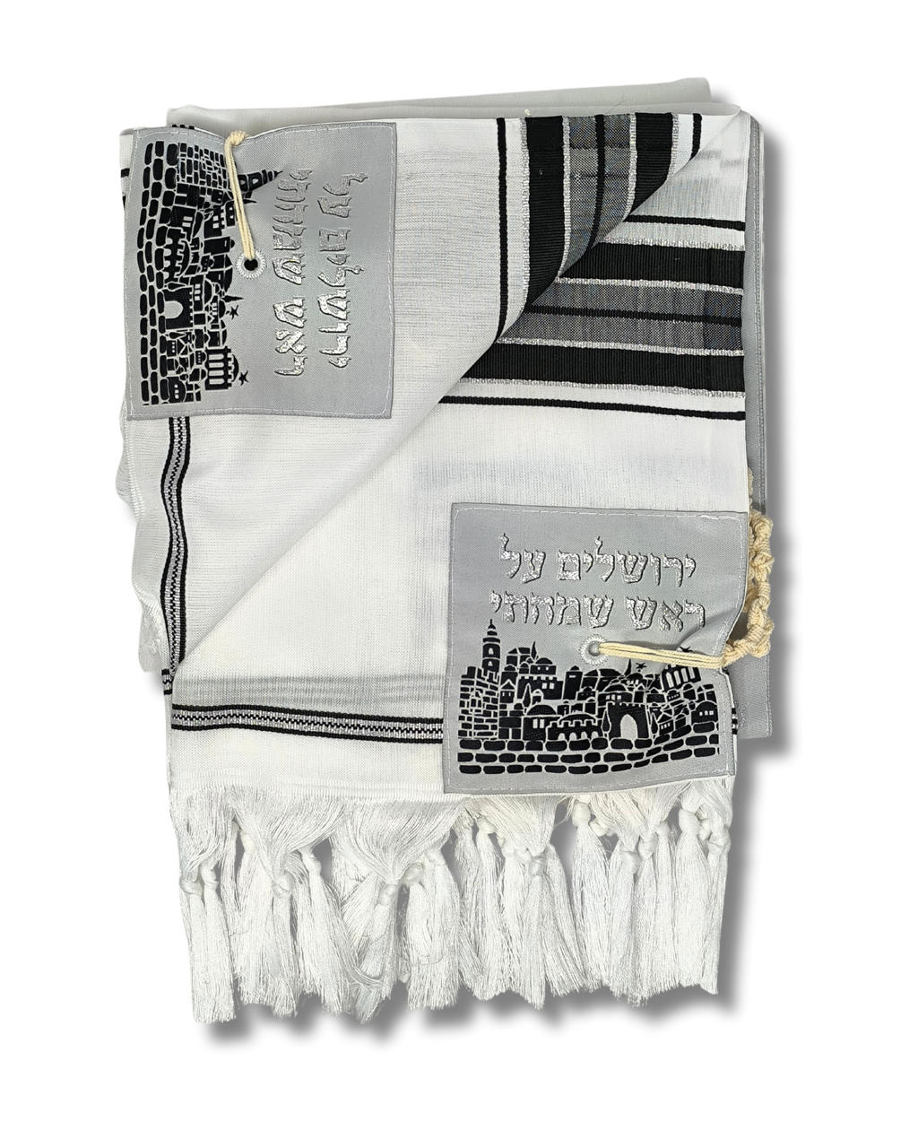 Talit Gadol Akrilan talla 60 negro con plateado TY 12330