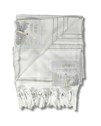 Talit Gadol Akrilan talla 60 blanco con plateado TY 12339