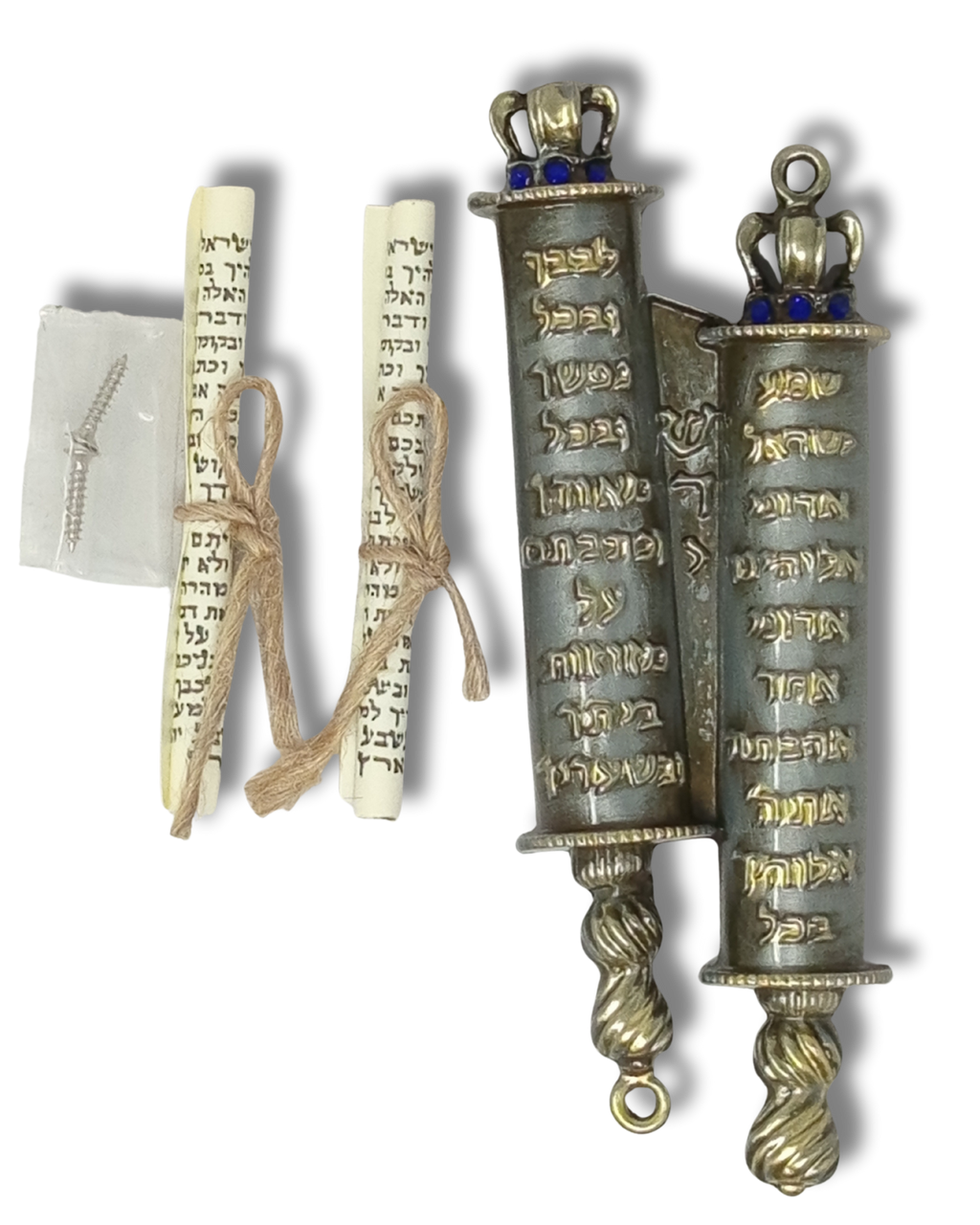 Mezuza sefer tora plateada y dorada 12280