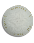 Kipá tejida 16 cm – Blanca con bordado dorado "Nachman", 19099
