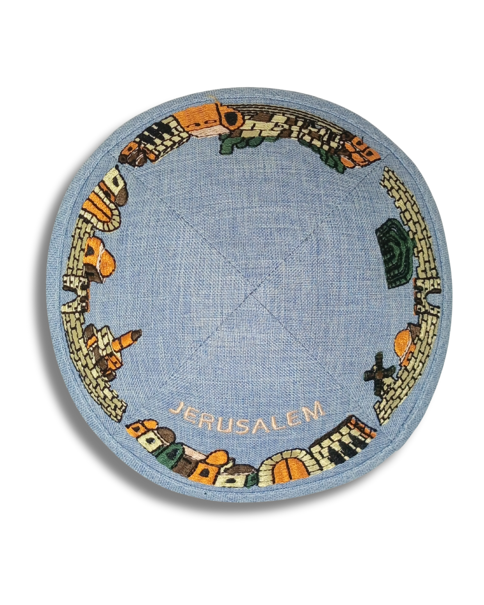 Kipá de Lino con Bordado Elegante, 18121