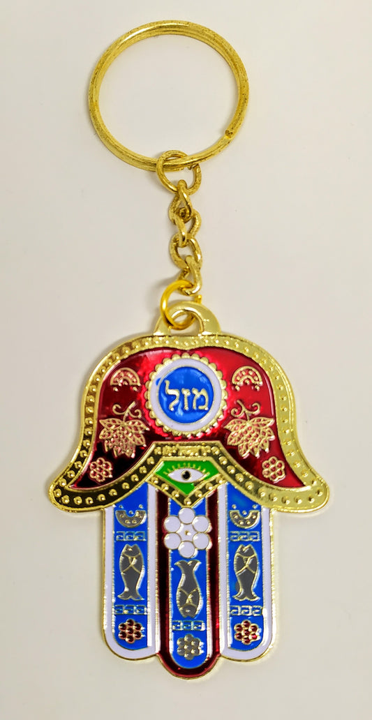 Llavero Hamsa,  rojo mazal grande 01729