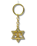 Llavero Maguen david con menora Dorado brillante 51065
