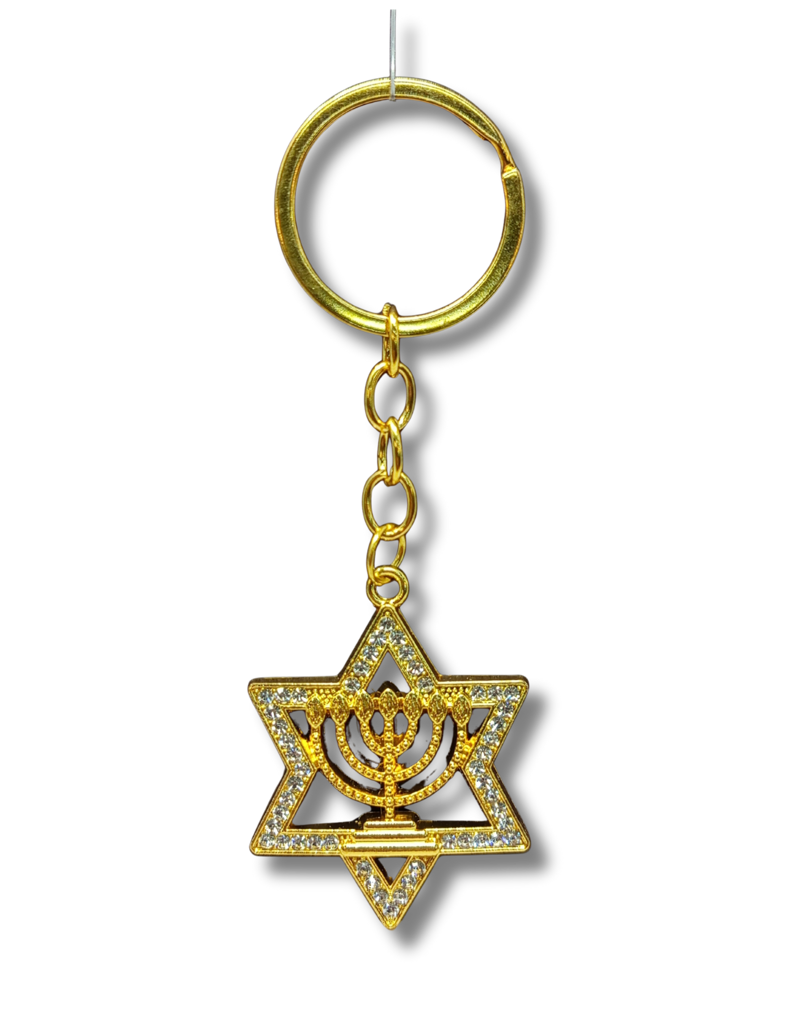 Llavero Maguen david con menora Dorado brillante 51065