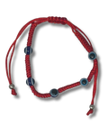 Pulsera de hilo rojo tejido con 5 ojitos, 12363