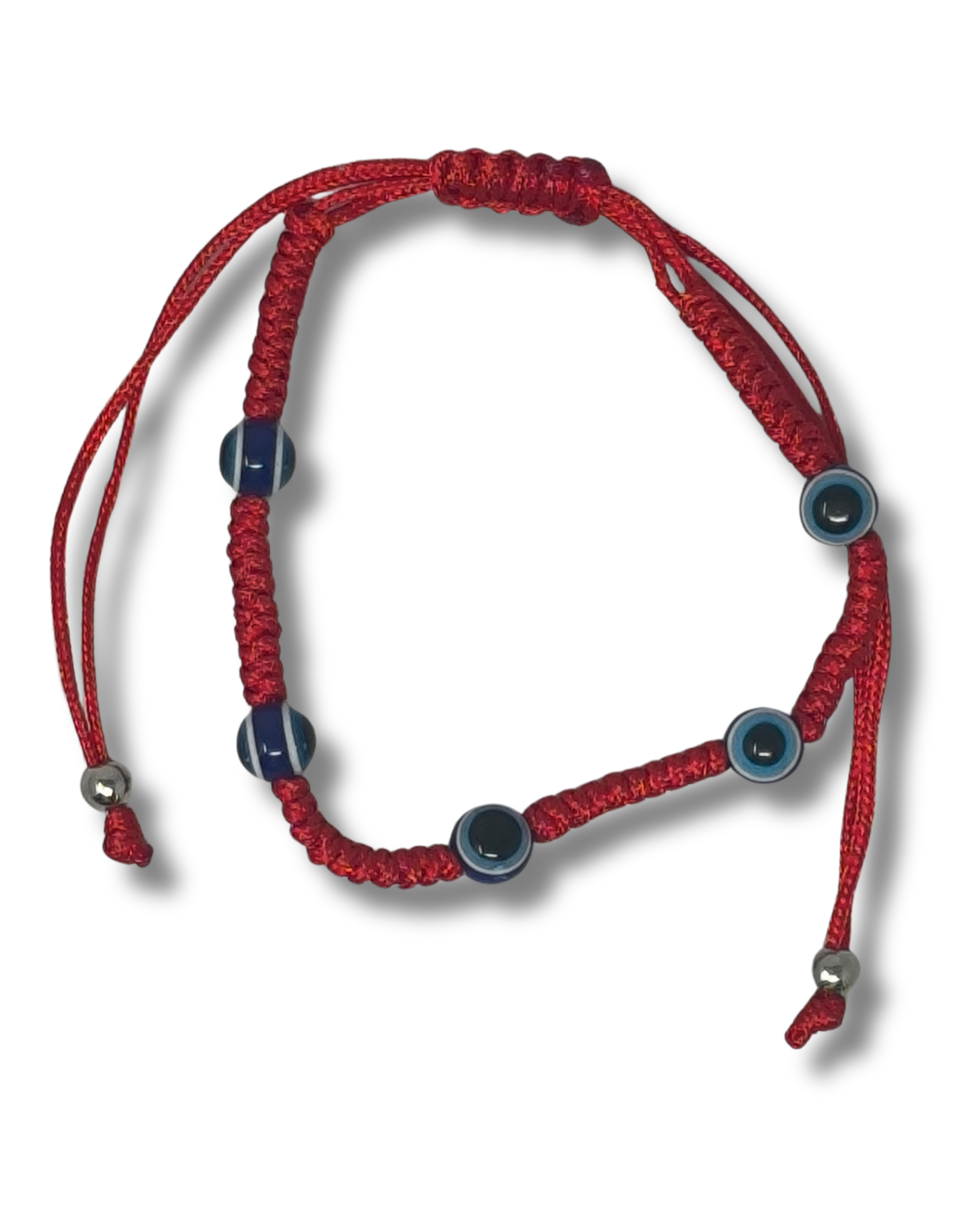 Pulsera de hilo rojo tejido con 5 ojitos, 12363