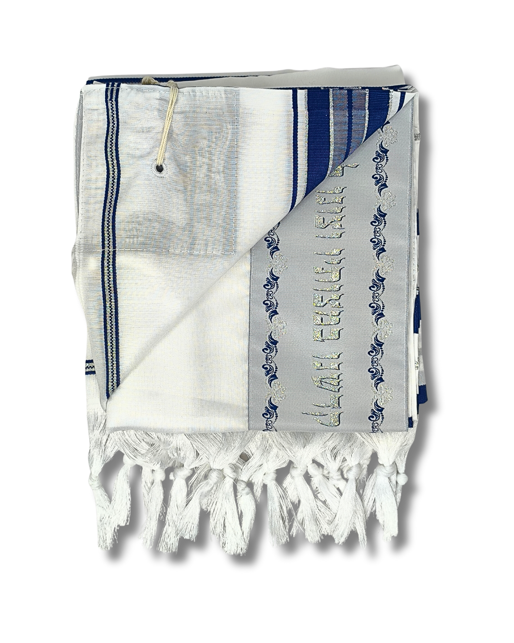 Talit Gadol Akrilan talla 45 azul con plateado TY 12335