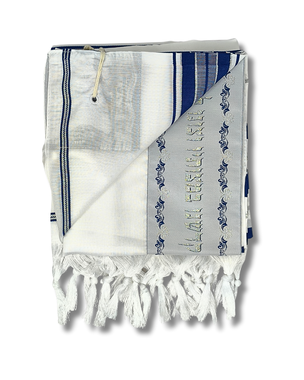 Talit gadol akrilan Azul con Plateado