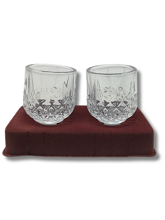 Pair of carved crystal glasses #14 60011