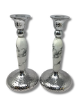 Candelabros estilo marmolizado blanco 62022