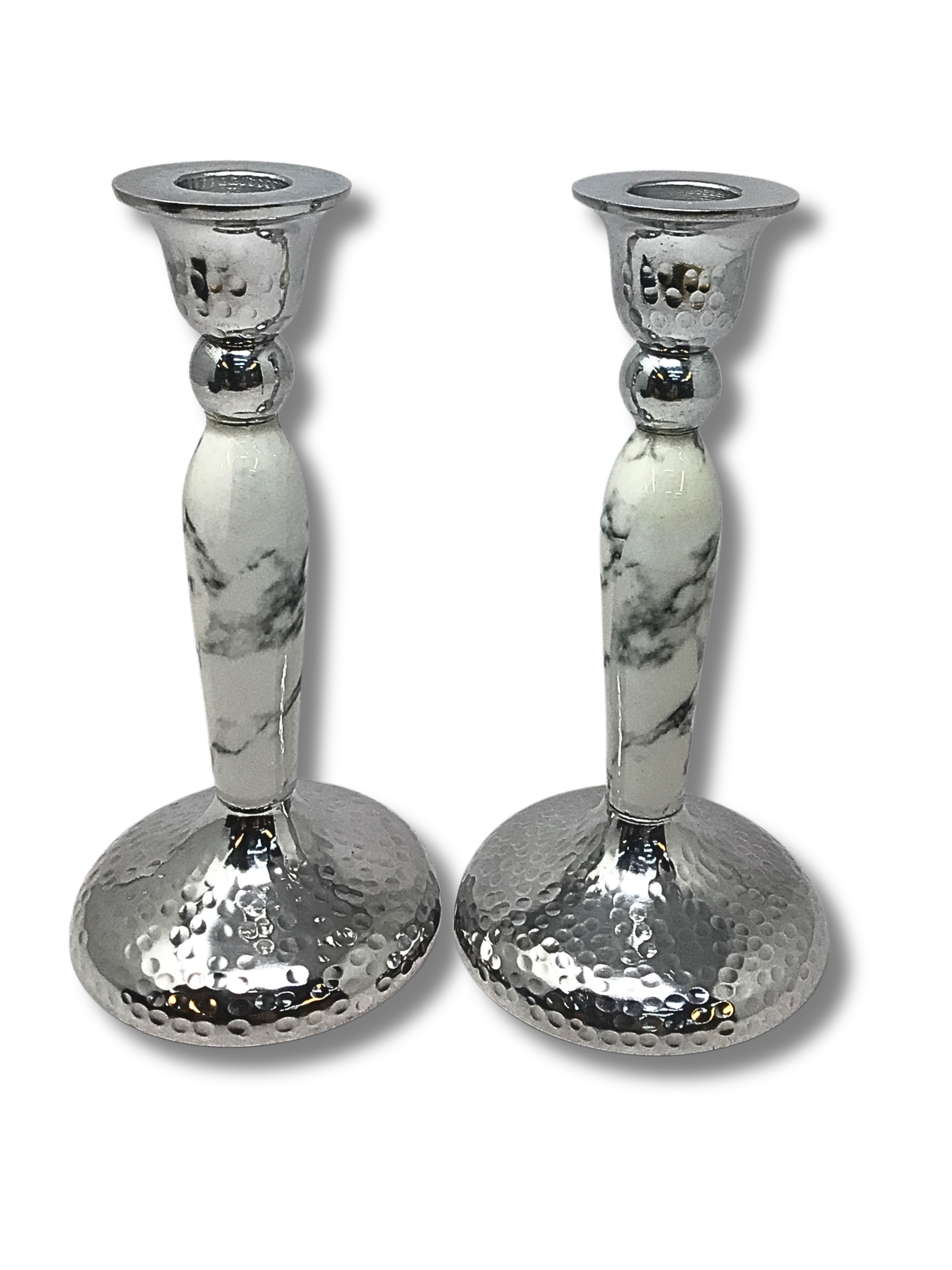 White marbled style candlesticks 62022