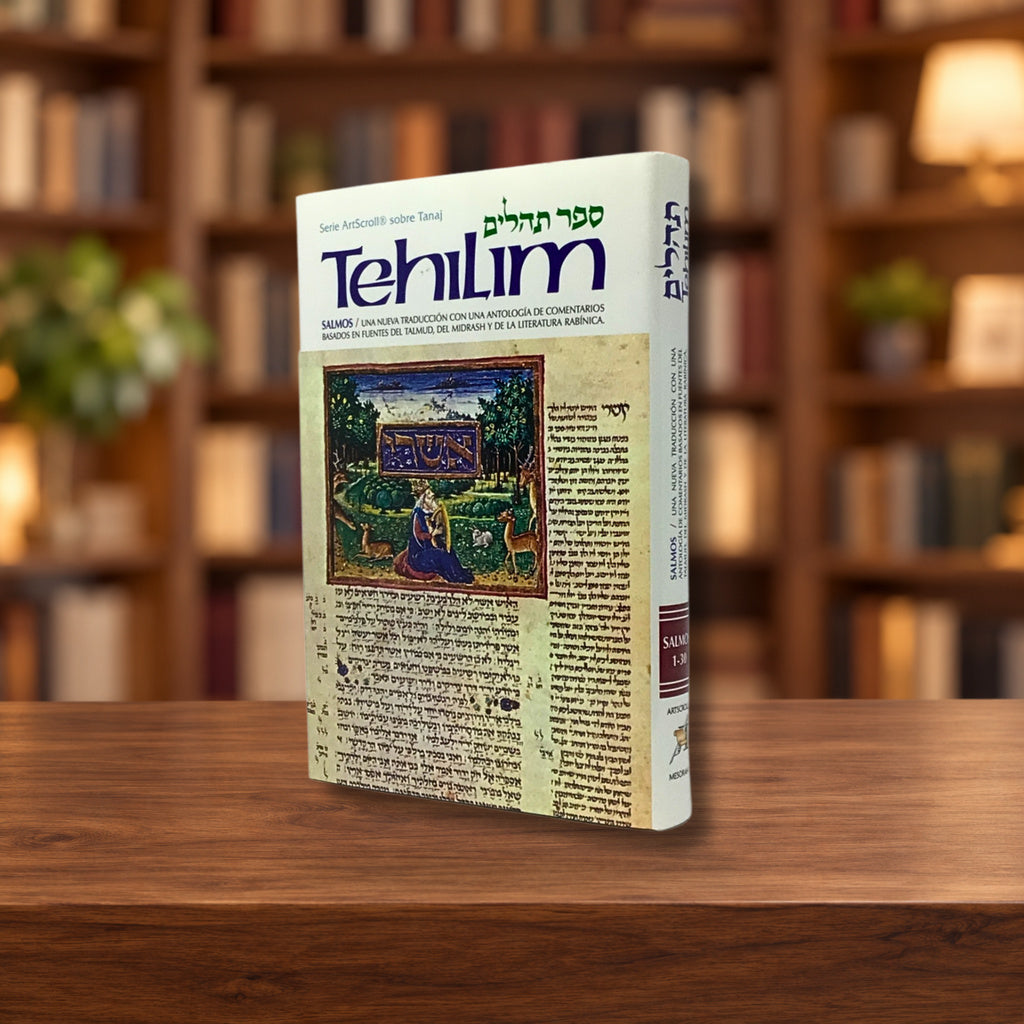 Salmos Tehilim Artscroll tomo 1 Salmo 1-30 hebreo español y comentarios — ambientación en biblioteca