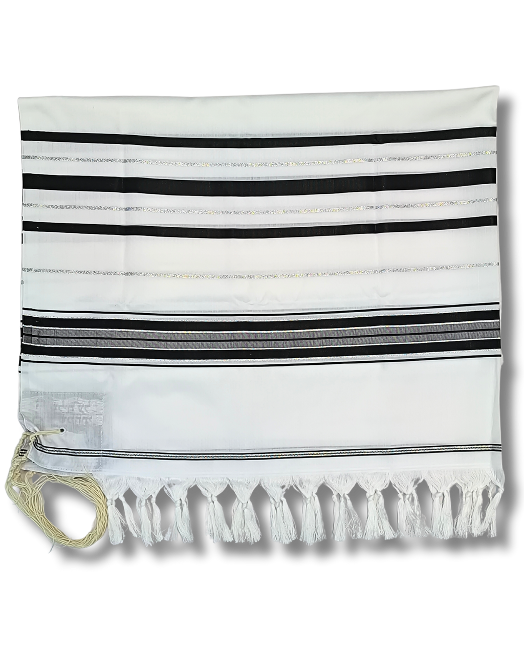 Talit gadol akrilan Negro con Plateado