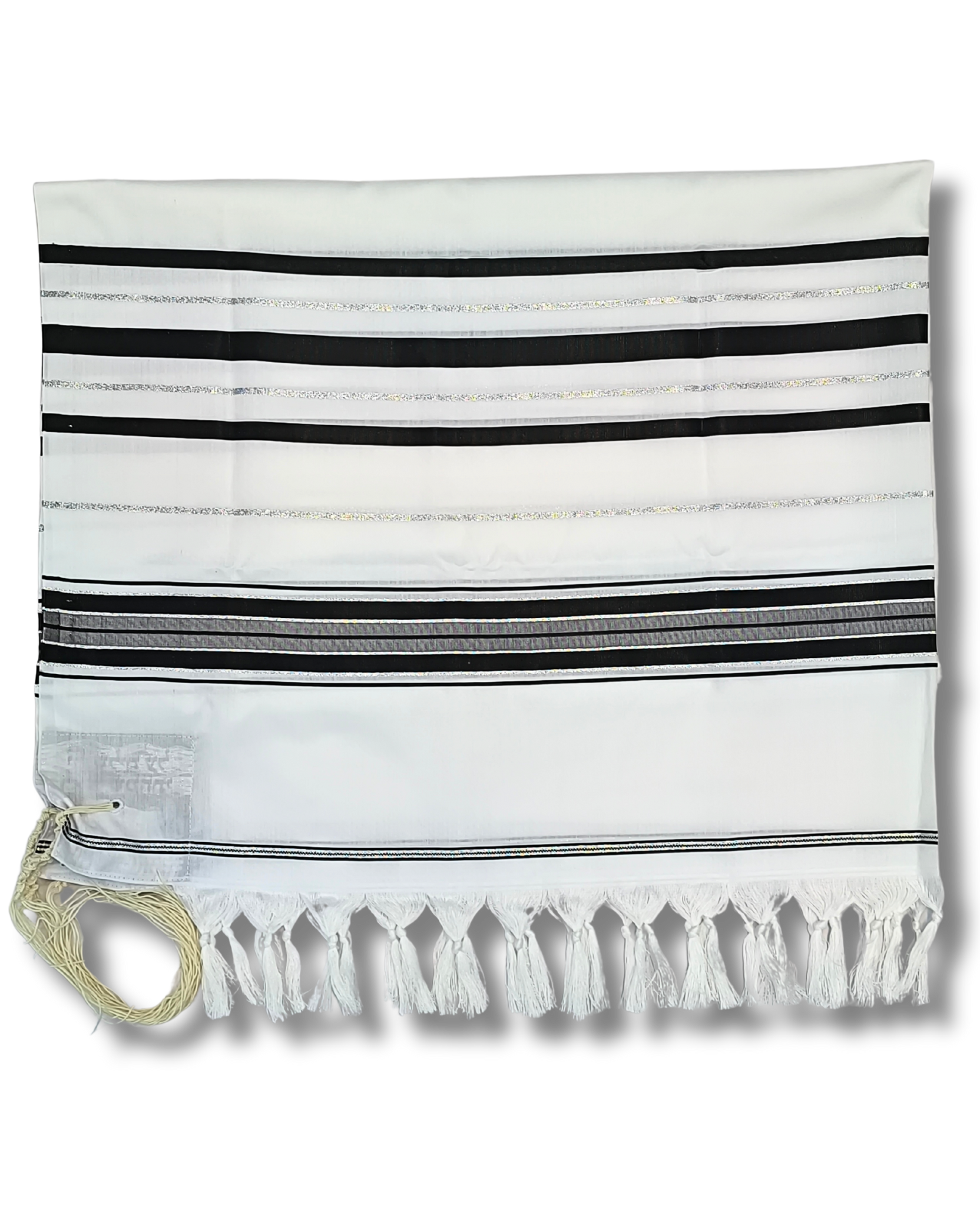 Talit gadol akrilan Negro con Plateado