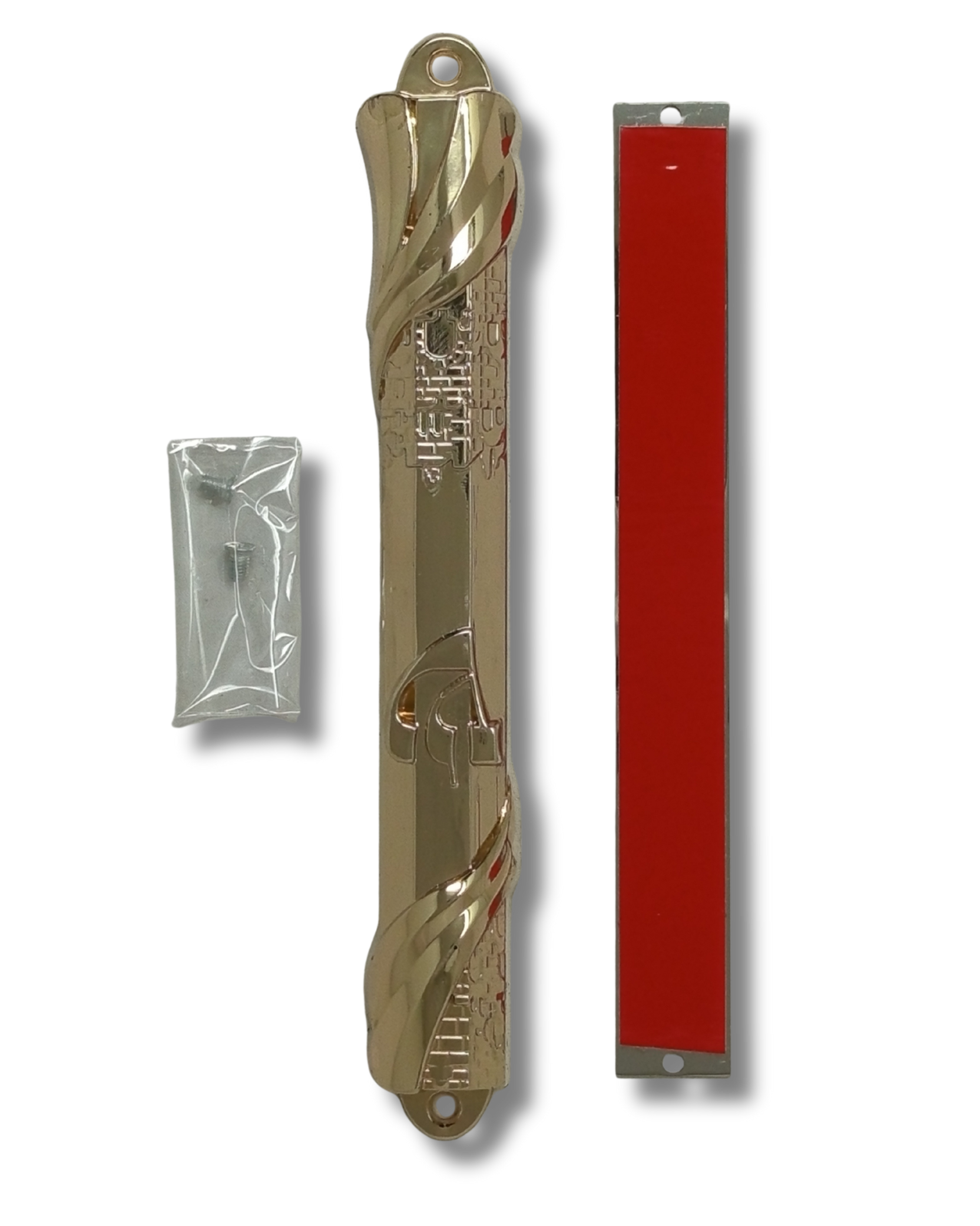 Estuche de mezuzá de metal color dorado – 12 cm, 24617