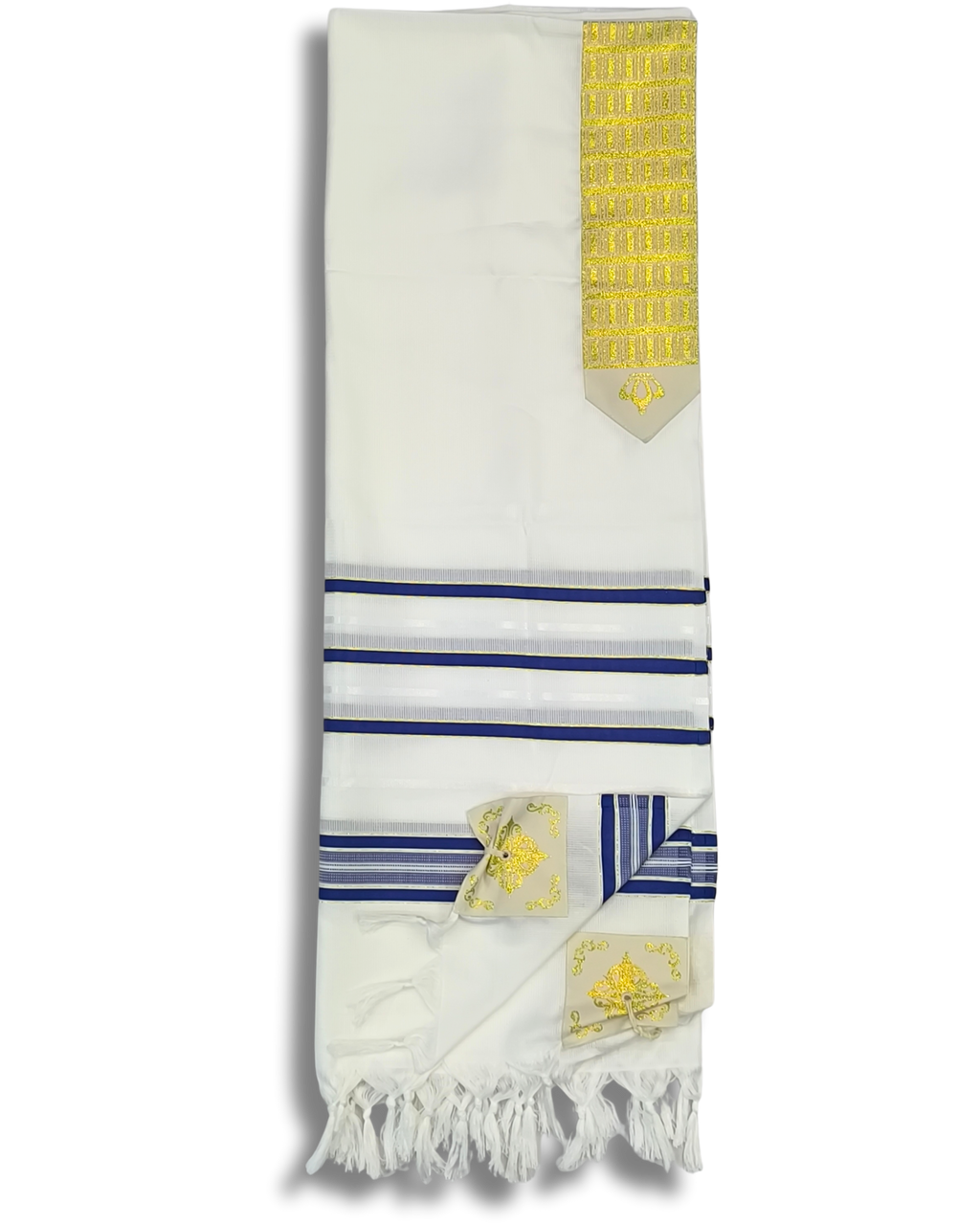 Talit Gadol Akrilan antideslizante talla 55 azul con dorado 12173