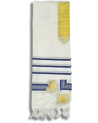 Talit Gadol Akrilan antideslizante talla 55 azul con dorado 12173