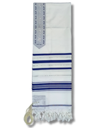 Talit gadol akrilan Azul con Plateado