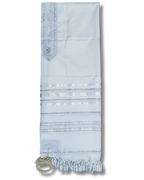 Talit Gadol Akrilan talla 60 blanco con plateado TY 12339