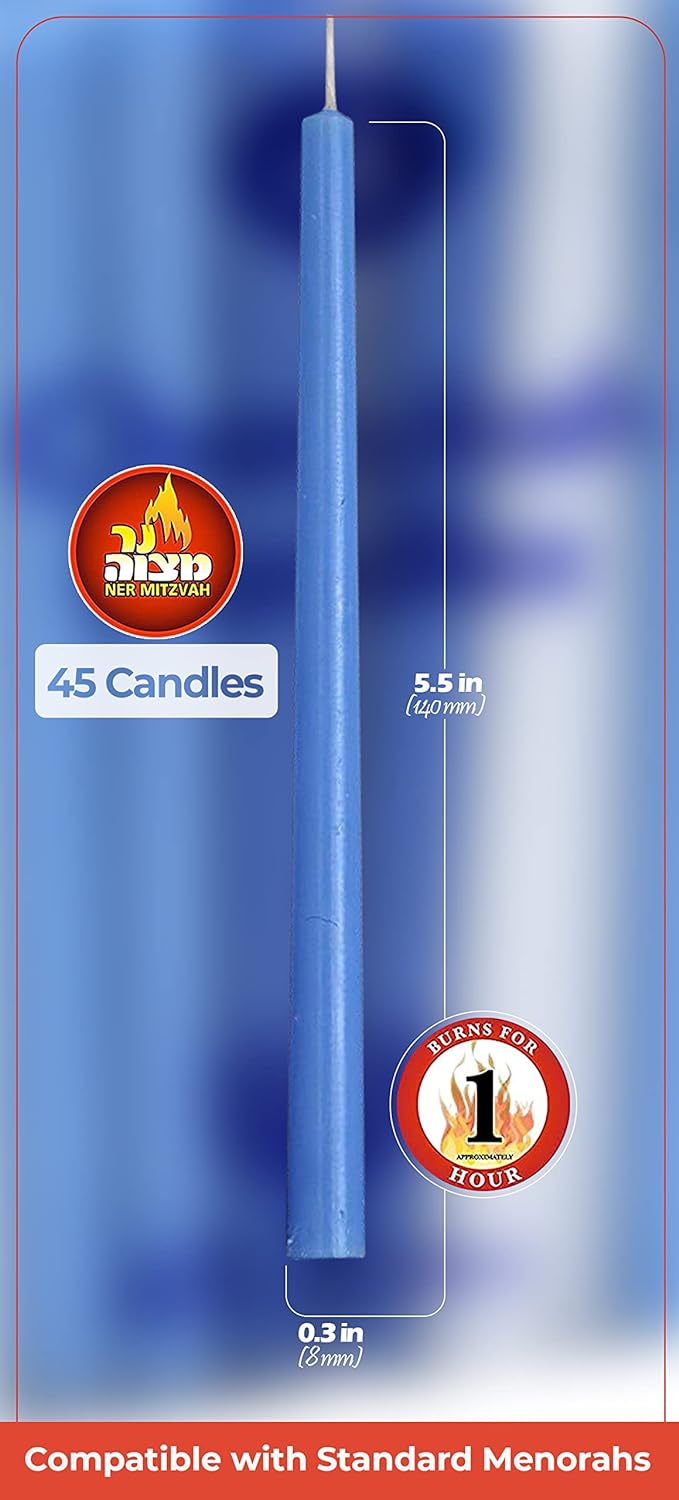 Medium Hanukkah Candles, White and Blue, 28320
