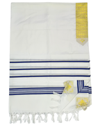 Talit Gadol Akrilan antideslizante talla 60 azul con dorado 12174