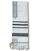 Talit gadol akrilan Negro con Plateado