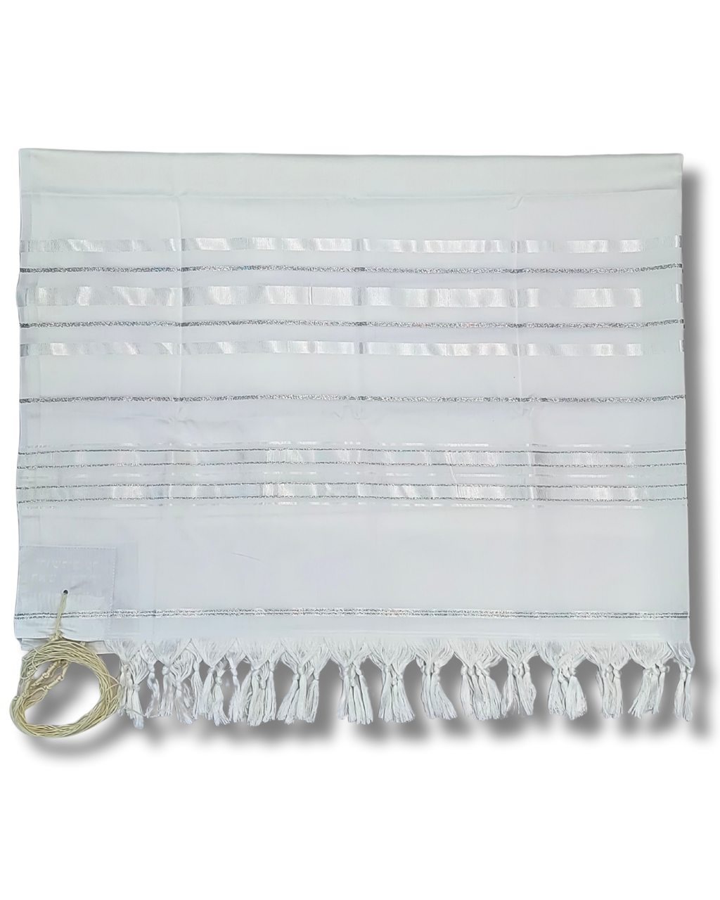 Talit Gadol Akrilan talla 55 blanco con plateado TY 12338