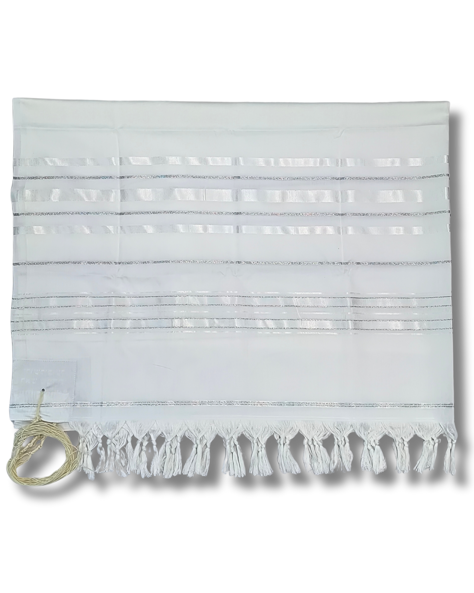 Talit Gadol Akrilan talla 55 blanco con plateado TY 12338