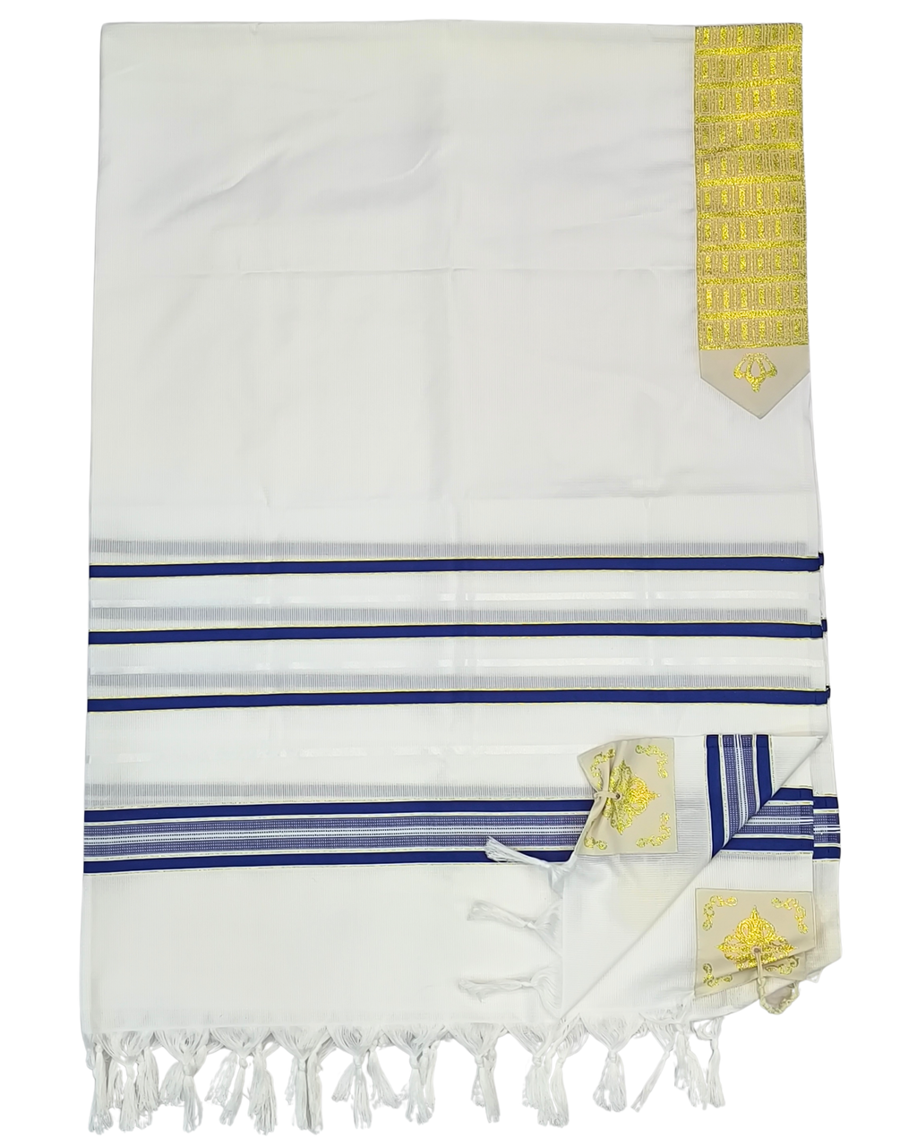 Talit Gadol Akrilan antideslizante talla 55 azul con dorado 12173