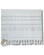 Talit Gadol Akrilan talla 60 blanco con plateado TY 12339