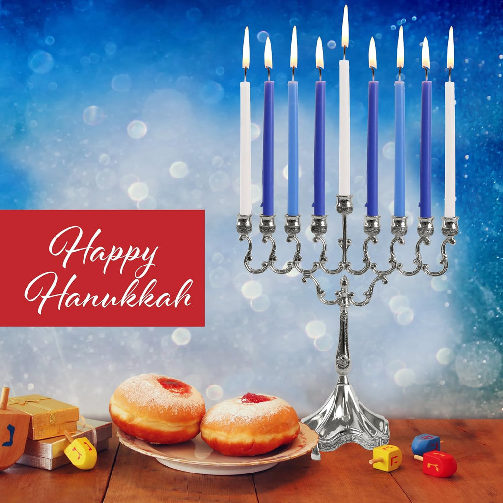 Medium Hanukkah Candles, White and Blue, 28320