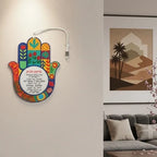 Colgante de Hamsa Multicolor Bendición del Hogar en Hebreo 83344