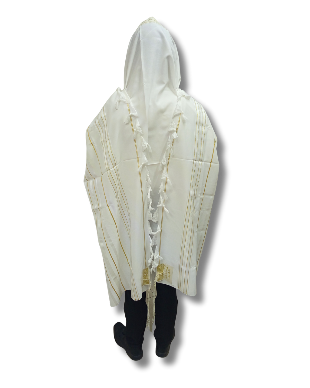 Talit gadol akrilan Blanco con Dorado