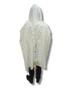 Talit gadol akrilan Blanco con Dorado