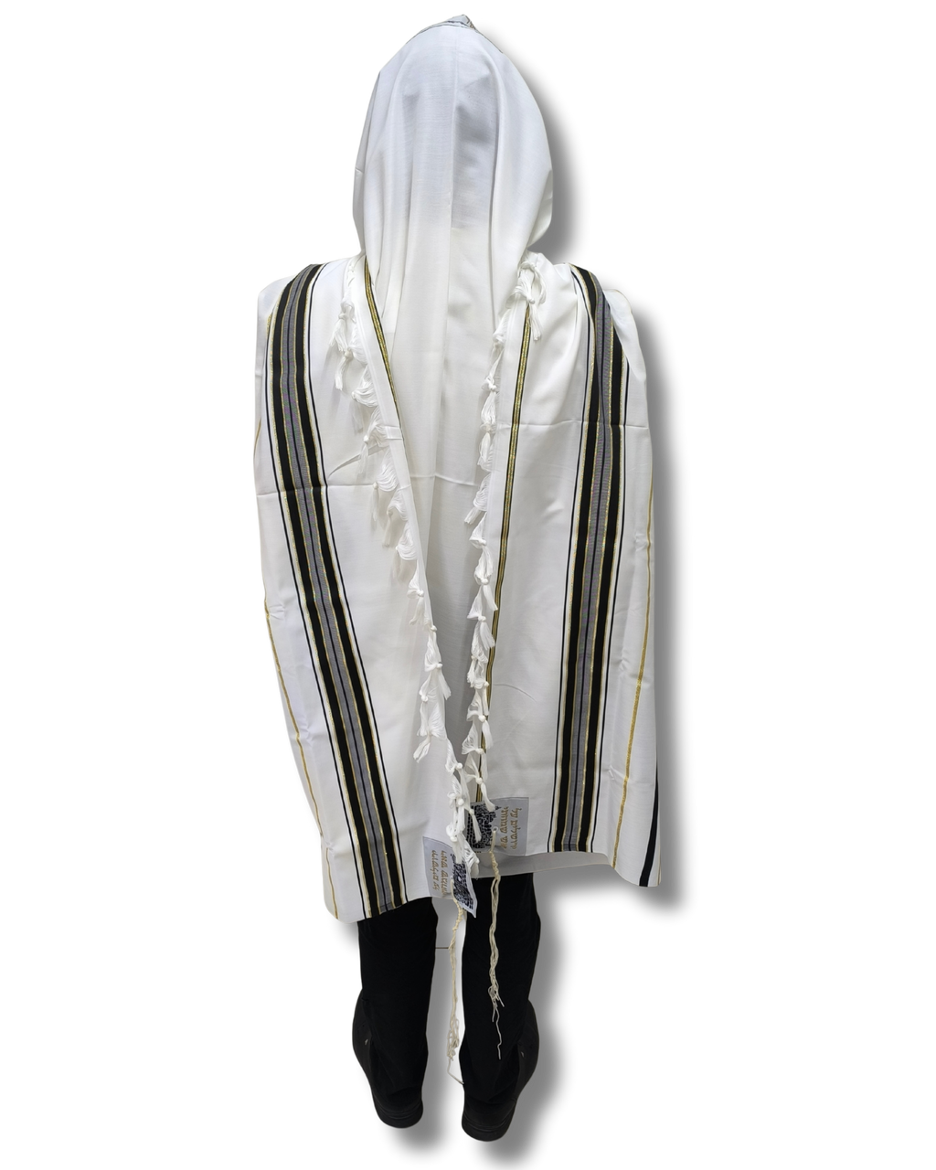 Talit gadol akrilan Negro con Dorado