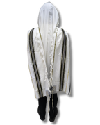 Talit gadol akrilan Negro con Dorado