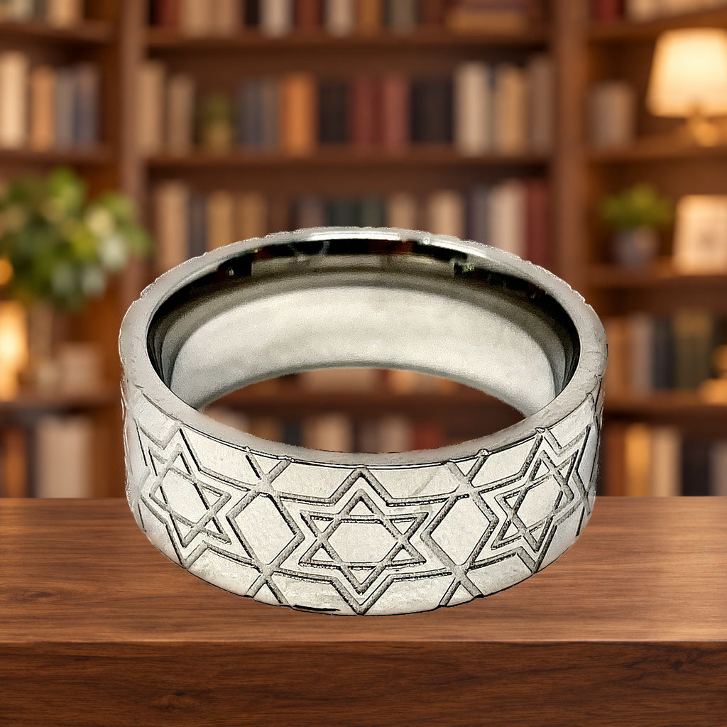 Anillo Maguen David — ambientación en biblioteca