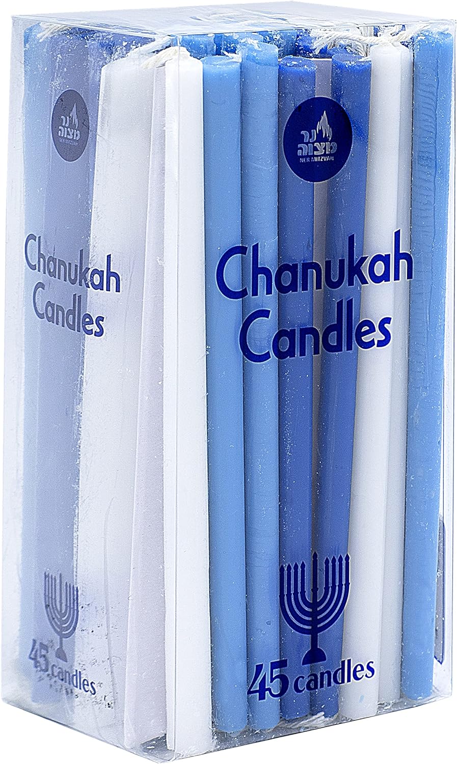 Medium Hanukkah Candles, White and Blue, 28320