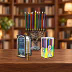 Juego, set o kit de janukia 01490 con velas 28003 — ambientación en biblioteca