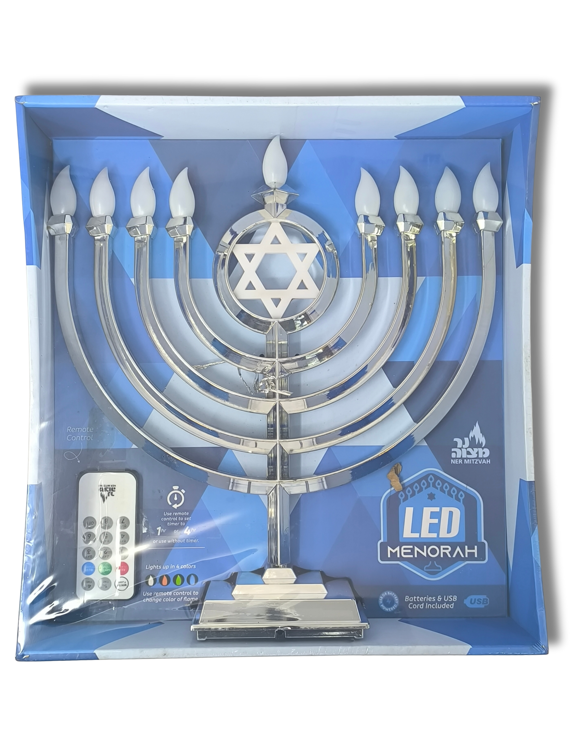 Menorah de led color plata, 30455