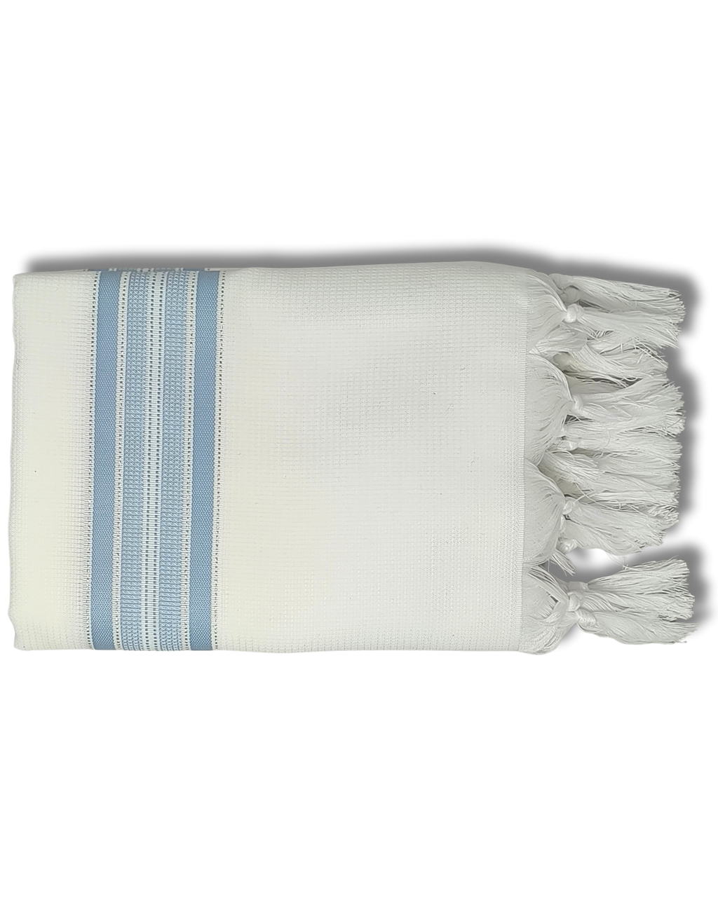 Talit Gadol Akrilan antideslizante talla 55 celeste con plata 12175